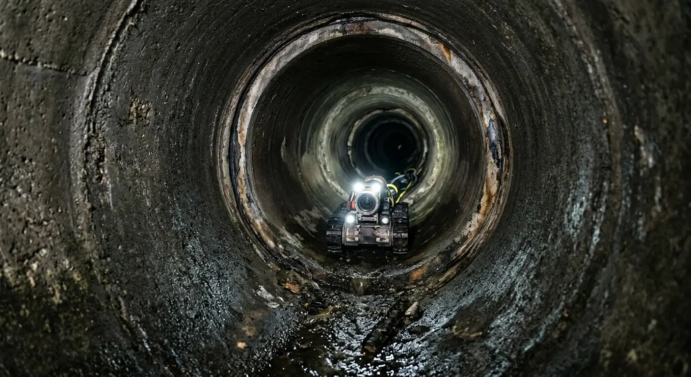 Robotic sewer camera inspecting pipe interior for Drain Snake Service in Clear Lake